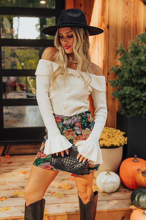 Impressions Looking Sassy Ribbed Sweater Top In Cream