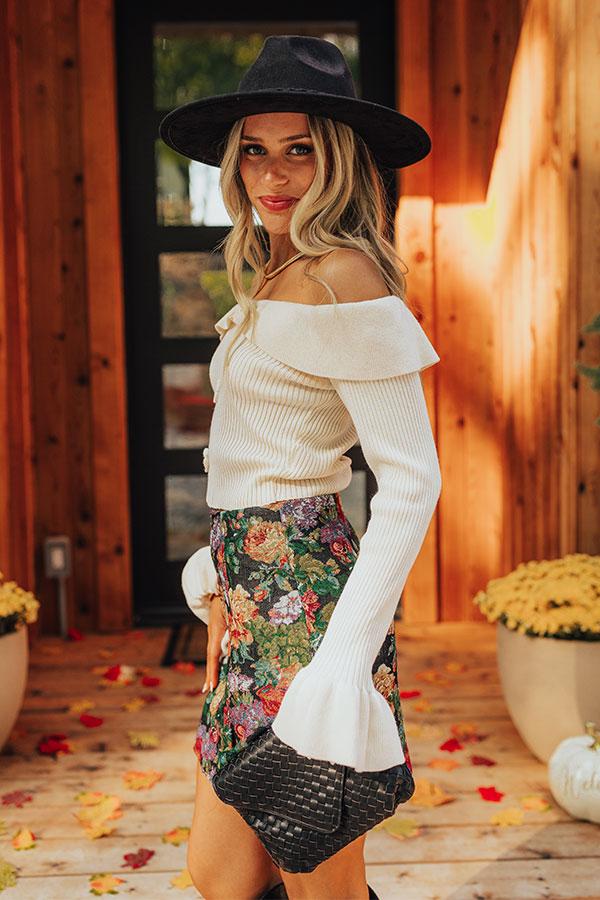 Impressions Looking Sassy Ribbed Sweater Top In Cream