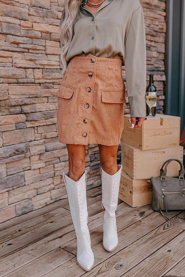 Impressions Lost In Your Eyes Corduroy Skirt In Iced Mocha