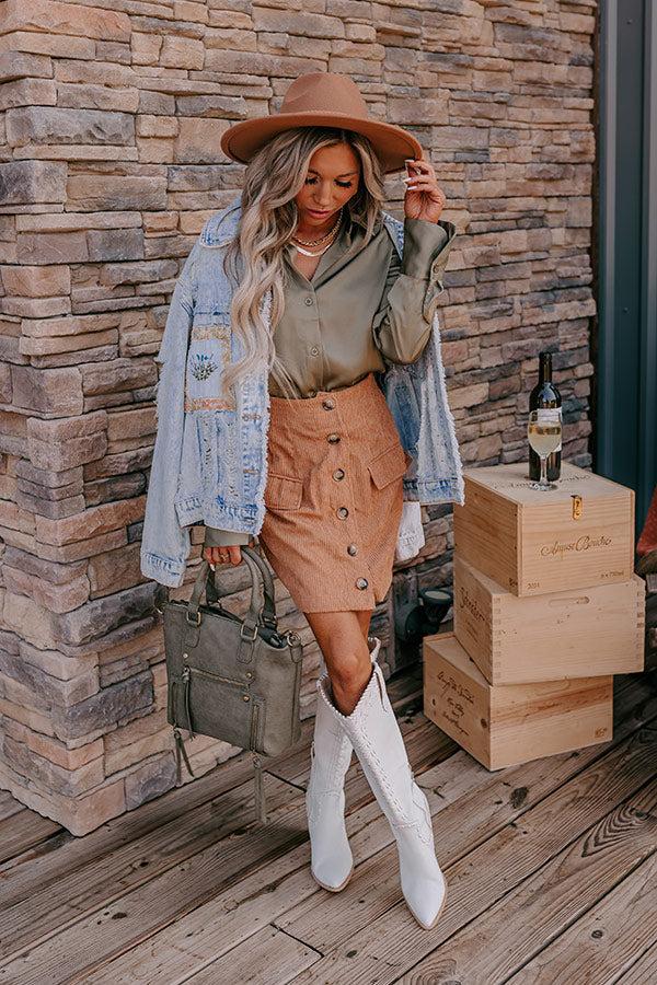 Impressions Lost In Your Eyes Corduroy Skirt In Iced Mocha