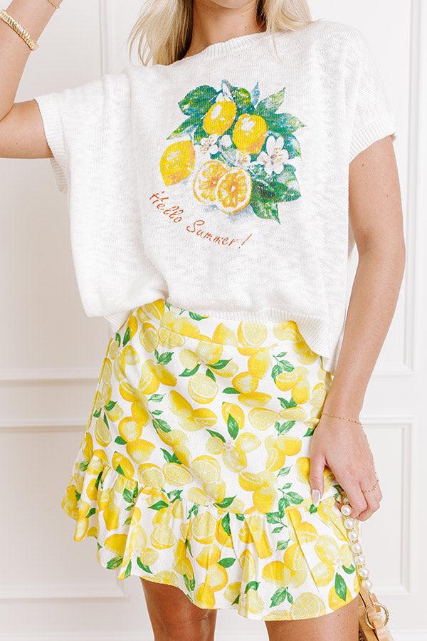 Impressions Love And Limoncello High Waist Linen-Blend Mini Skirt