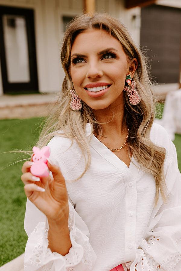Impressions Love Everybunny Beaded Earrings In Pink