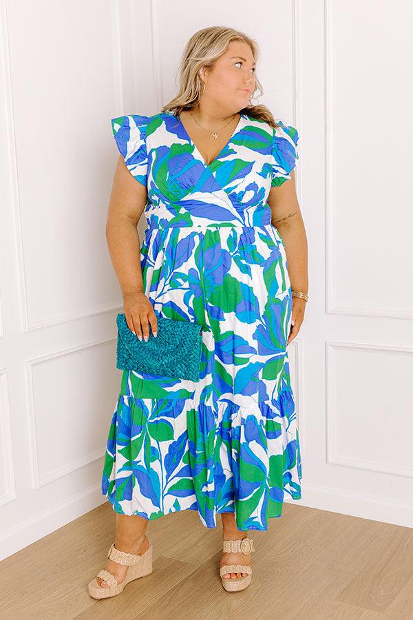 Impressions Lover's Lagoon Floral Midi Dress Curves