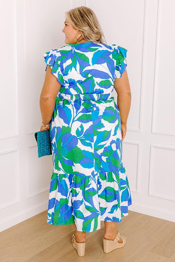 Impressions Lover's Lagoon Floral Midi Dress Curves