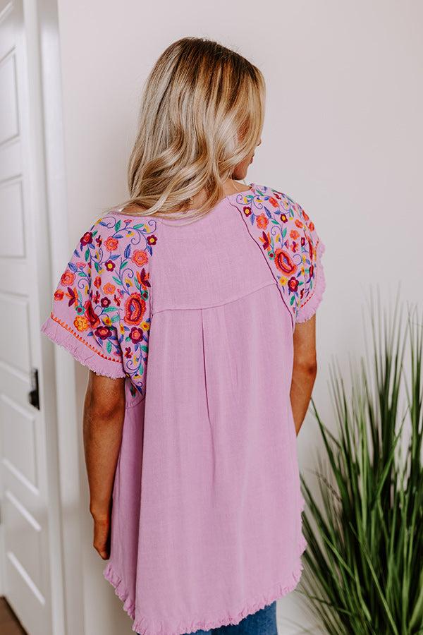 Impressions Loving The Sun Embroidered Top In Lavender