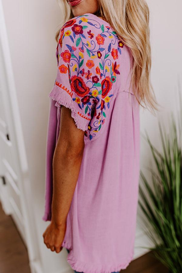Impressions Loving The Sun Embroidered Top In Lavender