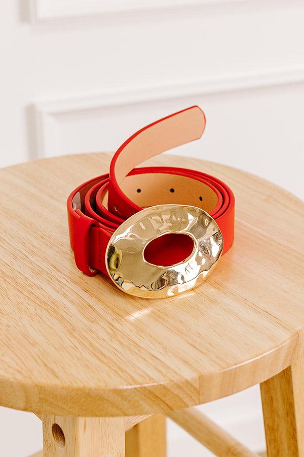 Impressions Luxe Lifestyle Faux Leather Belt In Red