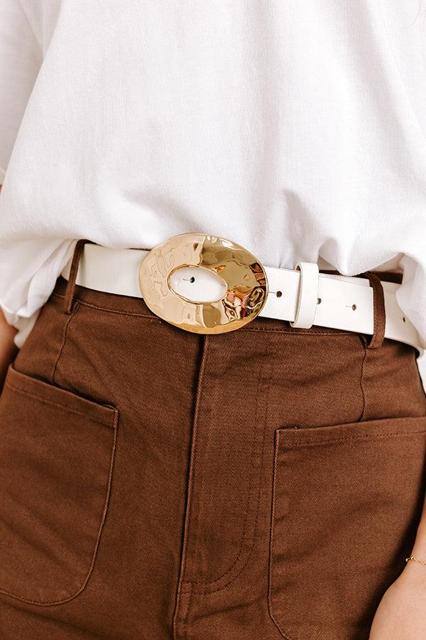 Impressions Luxe Lifestyle Faux Leather Belt in White