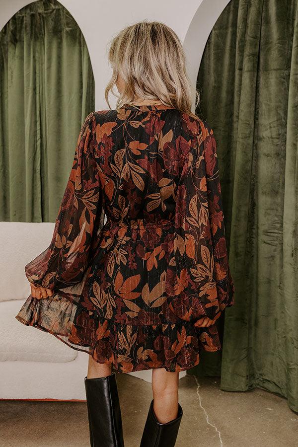 Impressions Luxury Excursions Floral Mini Dress In Black