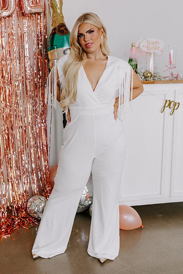 Impressions Luxury Excursions Jumpsuit in Ivory Curves
