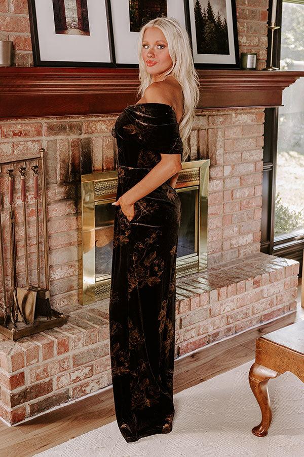 Impressions Maple And Mahogany Floral Velvet Jumpsuit