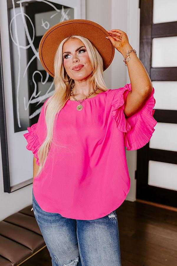 Impressions Margarita Date Shift Top In Hot Pink Curves