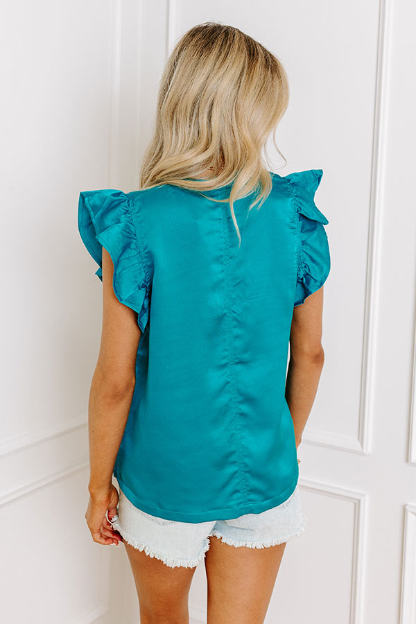 Impressions Margarita Happy Hour Satin Top In Turquoise