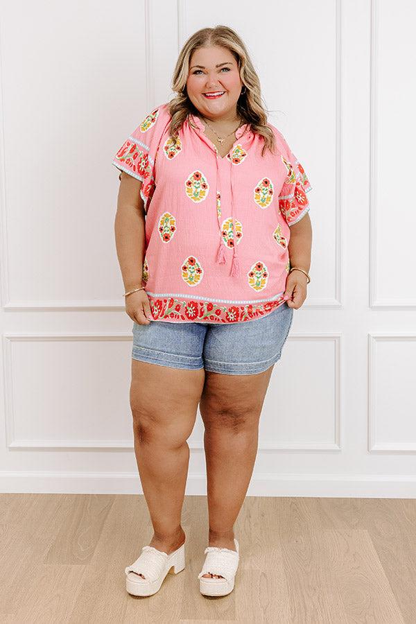 Impressions Margaritas On The Boardwalk Floral Top Curves