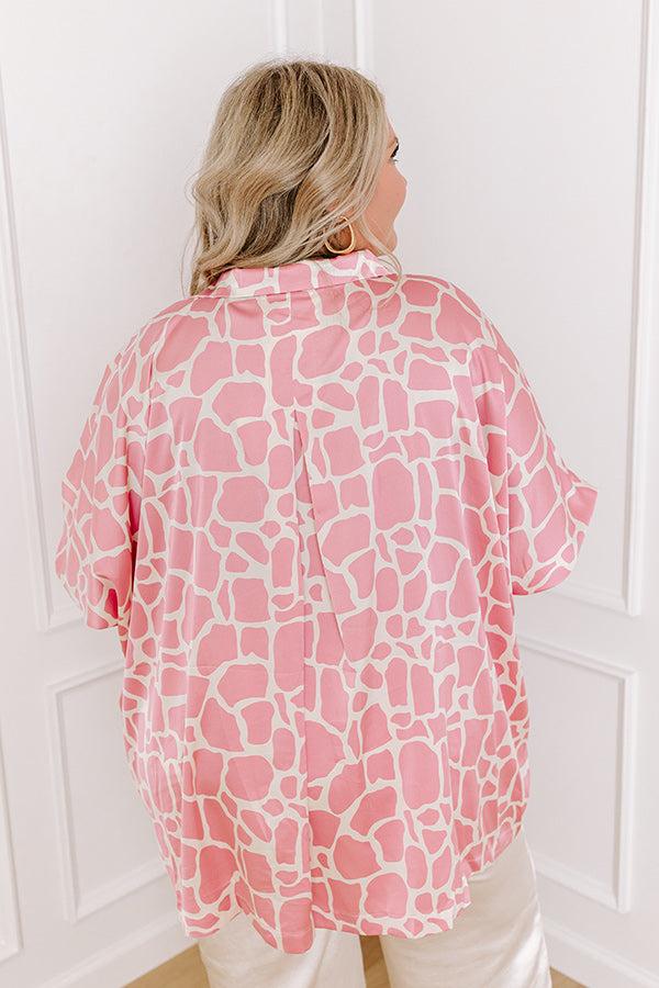 Impressions Martinis And Chit Chat Satin Top In Blush Curves