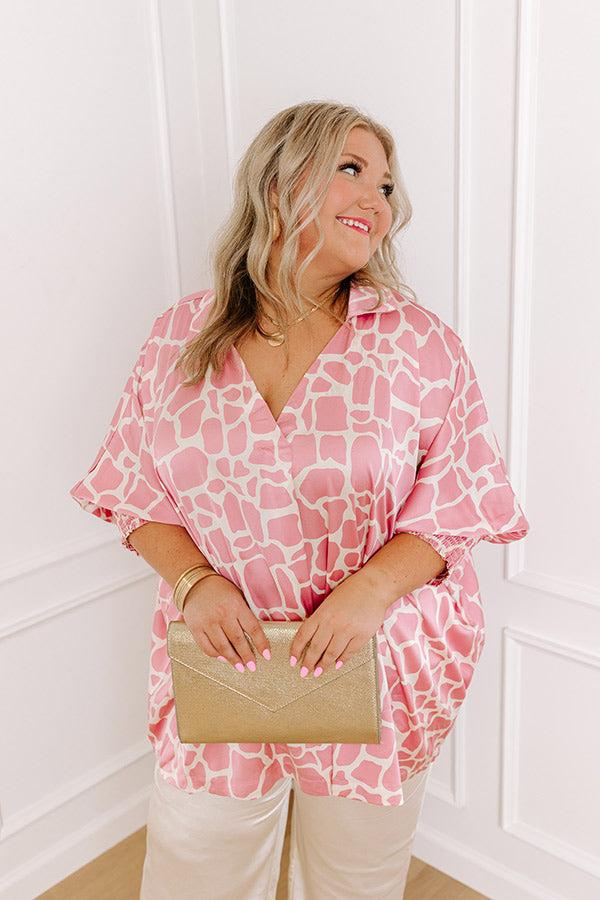 Impressions Martinis and Chit Chat Satin Top in Blush Curves