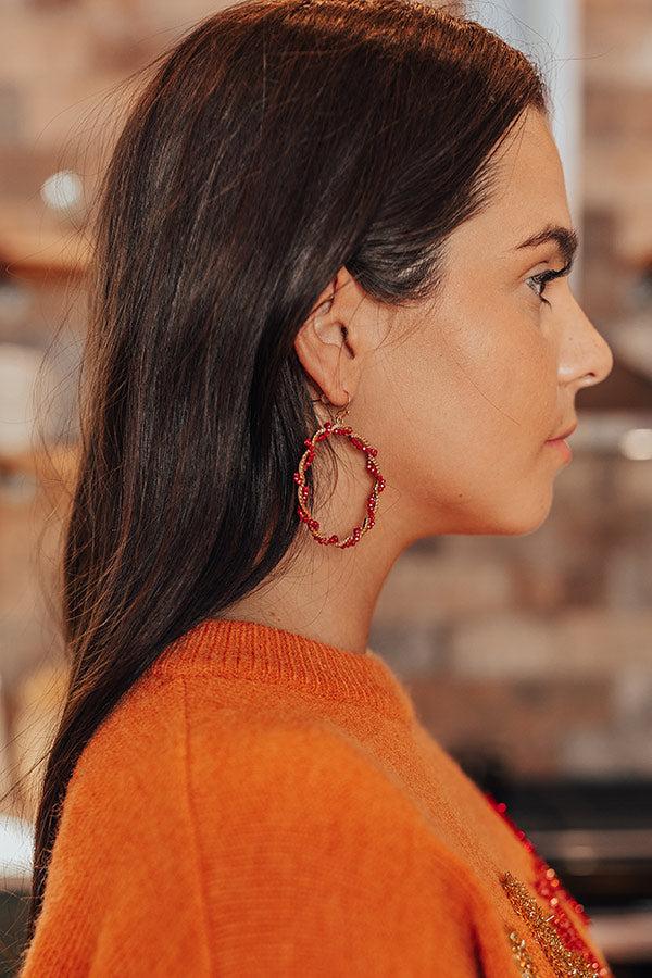 Impressions Meadow Melodies Hoop Earrings In Crimson