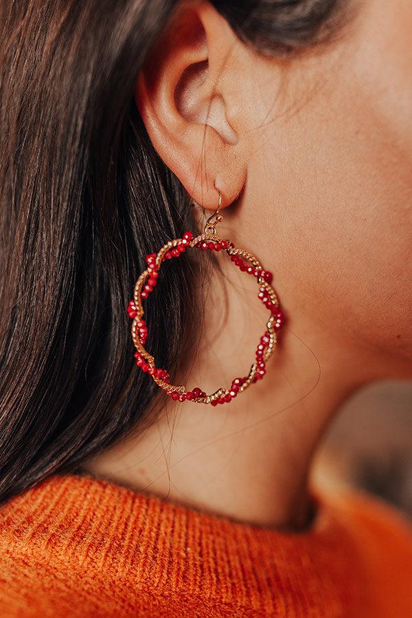 Impressions Meadow Melodies Hoop Earrings In Crimson