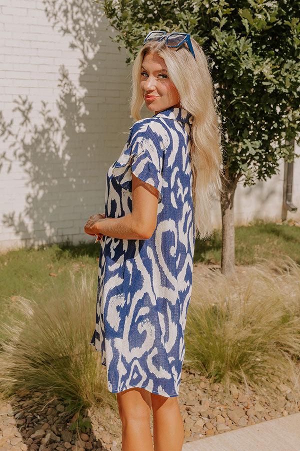 Impressions Mediterranean Mosaic Button Down Mini Dress