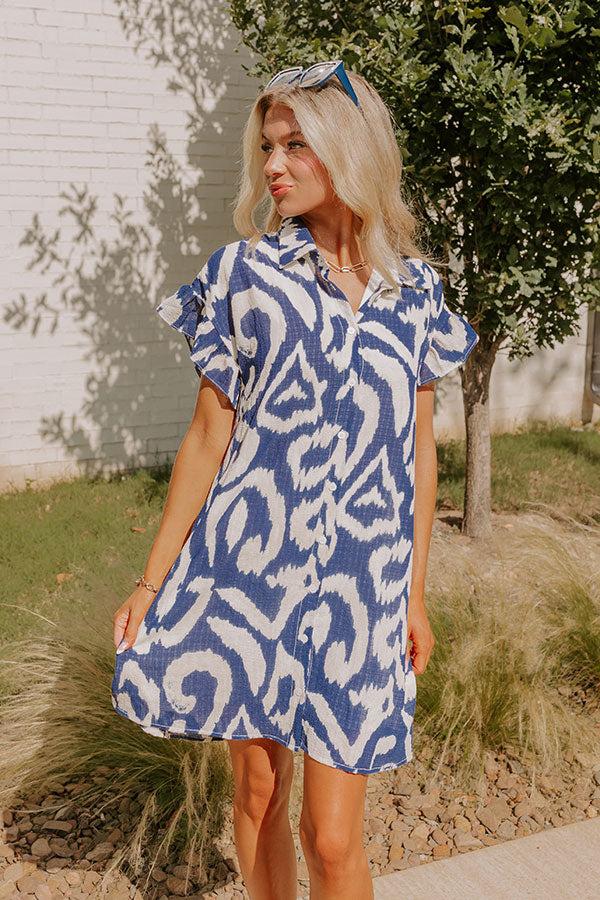 Impressions Mediterranean Mosaic Button Down Mini Dress