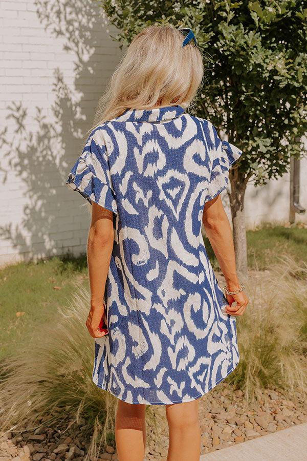 Impressions Mediterranean Mosaic Button Down Mini Dress