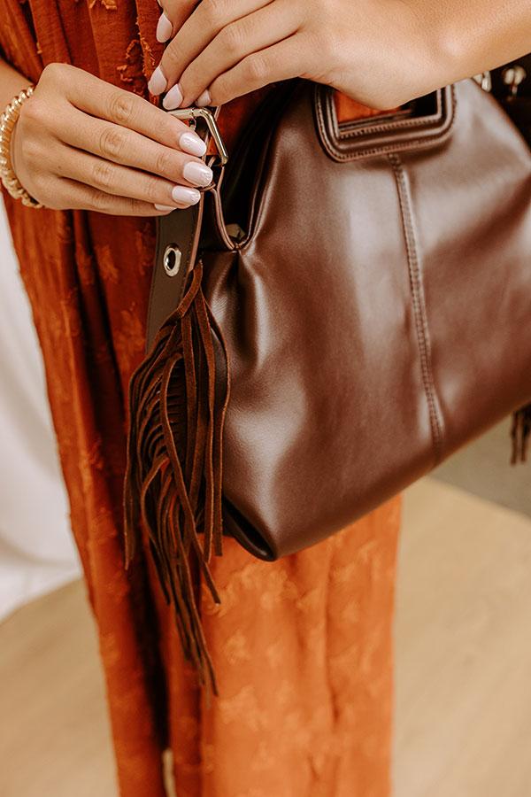 Impressions Metropolitan Muse Faux Leather Fringe Purse In Chestnut