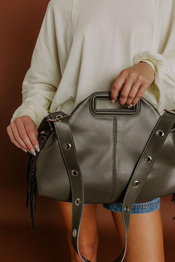 Impressions Metropolitan Muse Faux Leather Fringe Purse In Grey