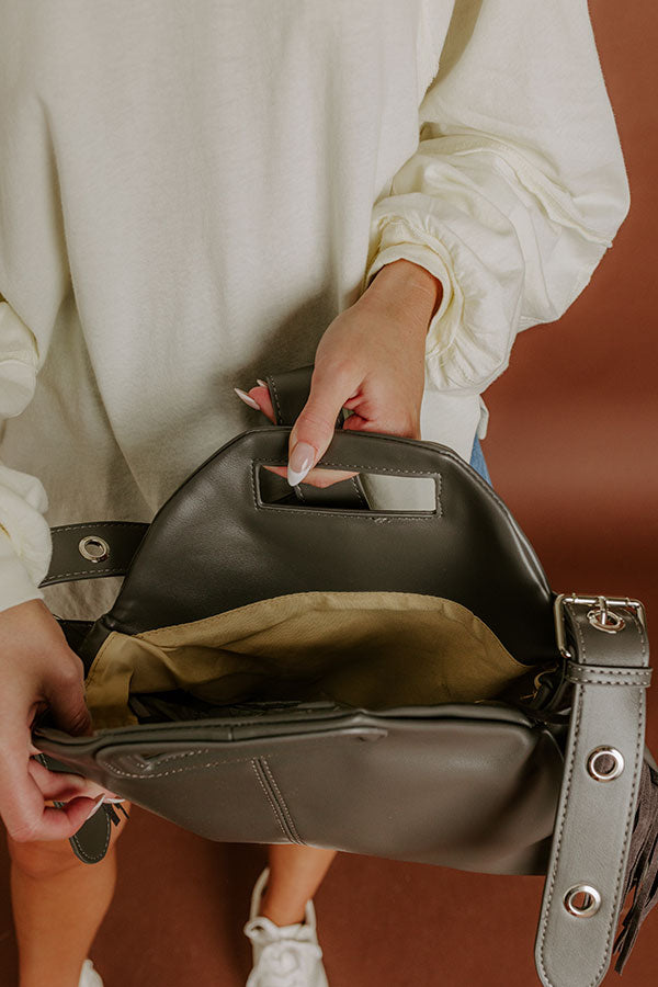 Impressions Metropolitan Muse Faux Leather Fringe Purse In Grey