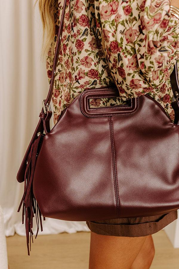 Impressions Metropolitan Muse Faux Leather Fringe Purse In Merlot