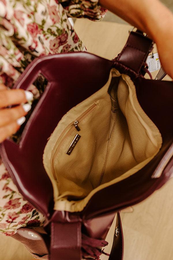 Impressions Metropolitan Muse Faux Leather Fringe Purse In Merlot