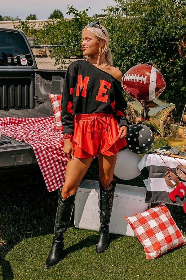 Impressions Midnight Kiss High Waist Faux Leather Shorts In Red