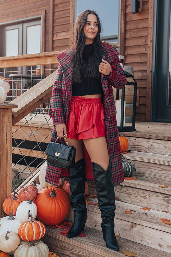 Impressions Midnight Kiss High Waist Faux Leather Shorts In Red