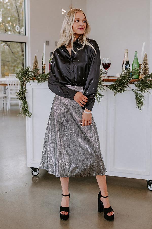 Impressions Milan Muse Rhinestone Satin Top In Black