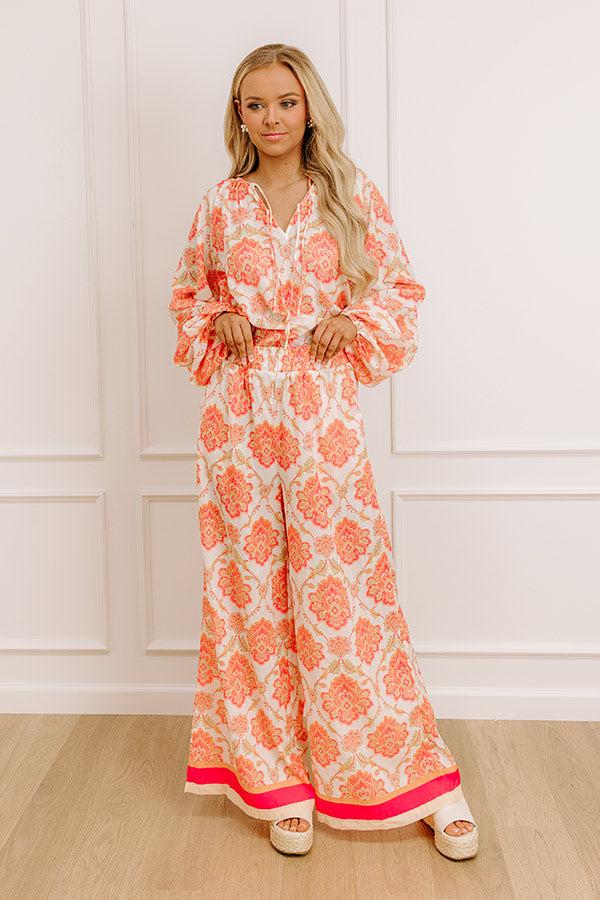 Impressions Mimosas On The Patio High Waist Wide Leg Pants