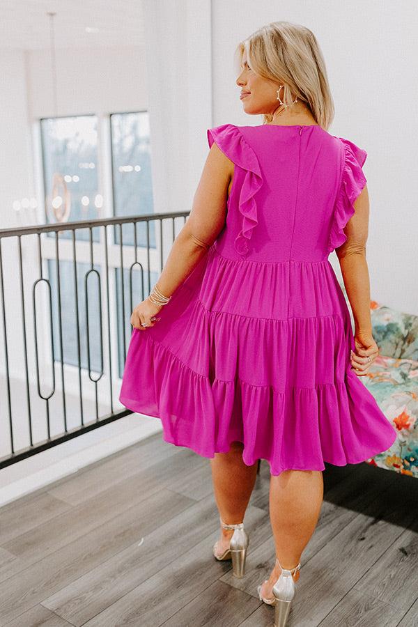 Impressions Miracles Everywhere Babydoll Dress In Fuchsia Curves