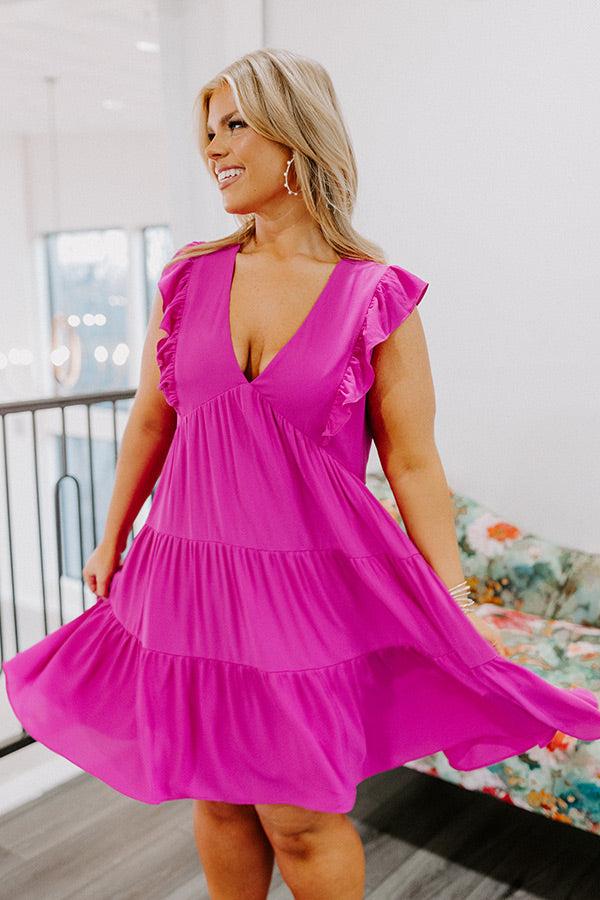 Impressions Miracles Everywhere Babydoll Dress in Fuchsia Curves