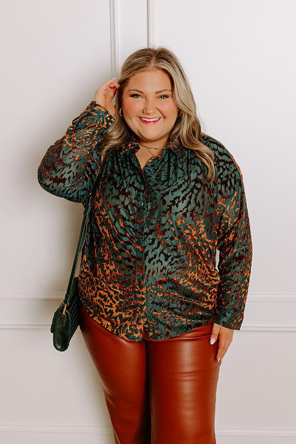 Impressions Modern Muse Velvet Burnout Top in Teal Curves