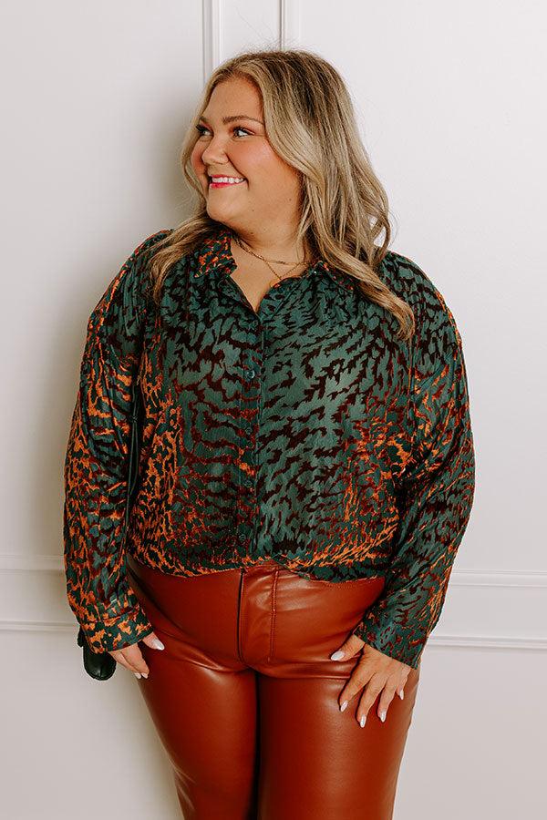 Impressions Modern Muse Velvet Burnout Top In Teal Curves