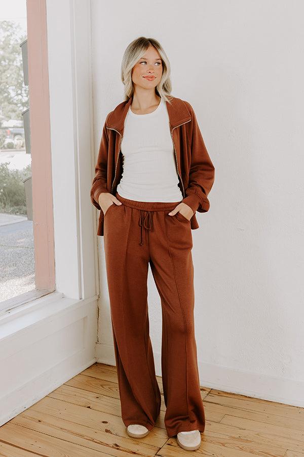 Impressions Morning Dew High Waist Scuba Pants In Chocolate