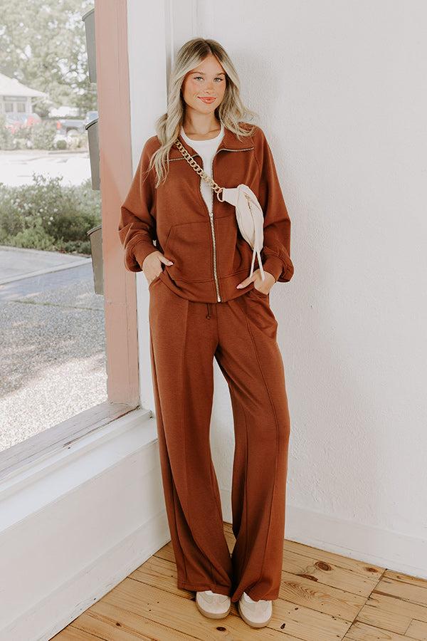 Impressions Morning Dew High Waist Scuba Pants in Chocolate