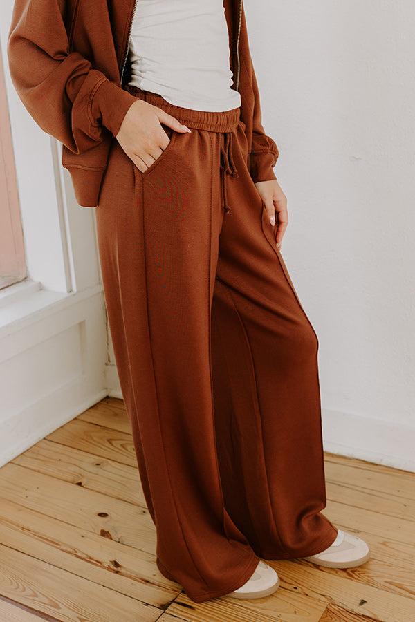 Impressions Morning Dew High Waist Scuba Pants In Chocolate