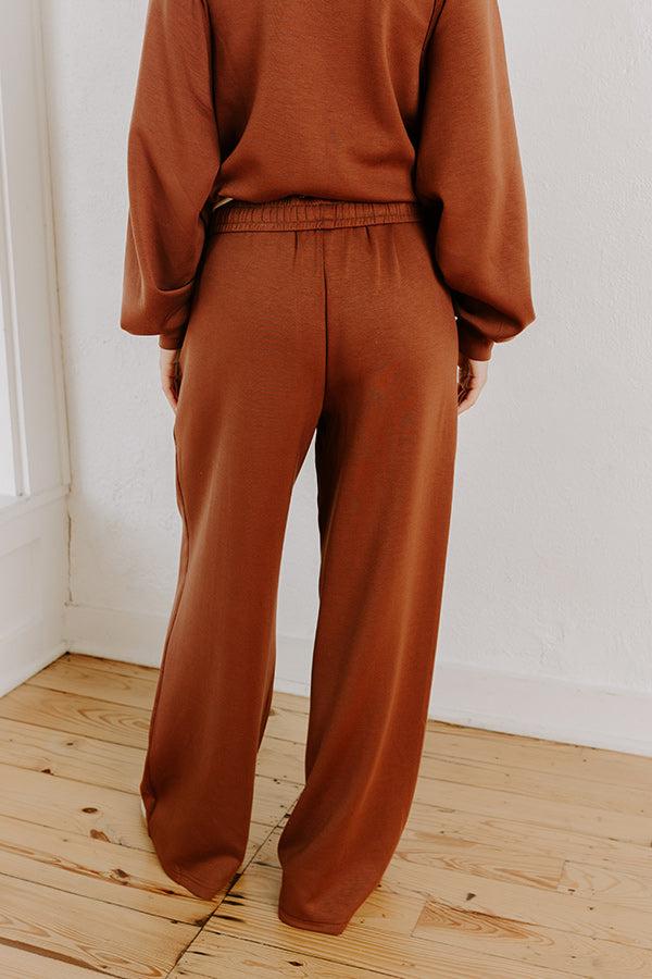 Impressions Morning Dew High Waist Scuba Pants In Chocolate