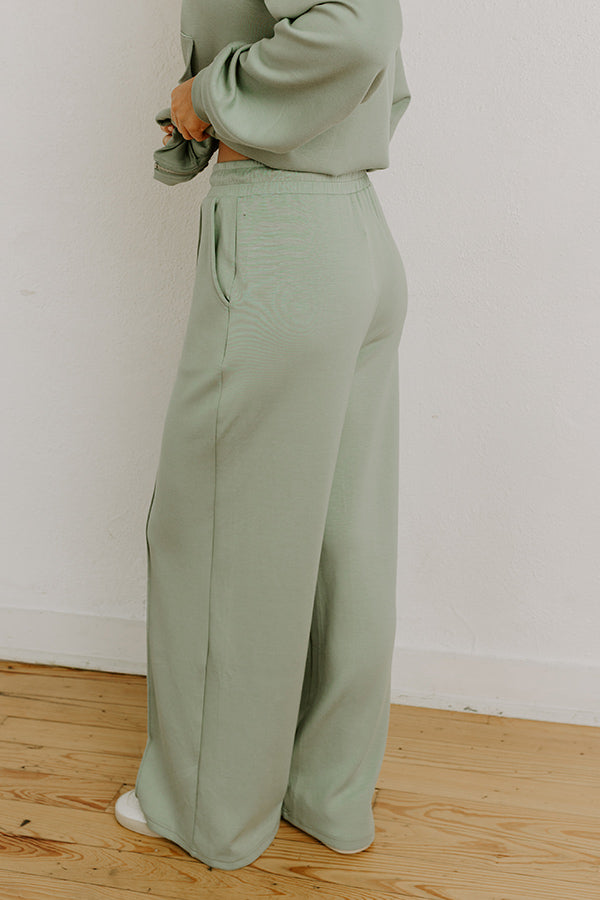 Impressions Morning Dew High Waist Scuba Pants In Sage