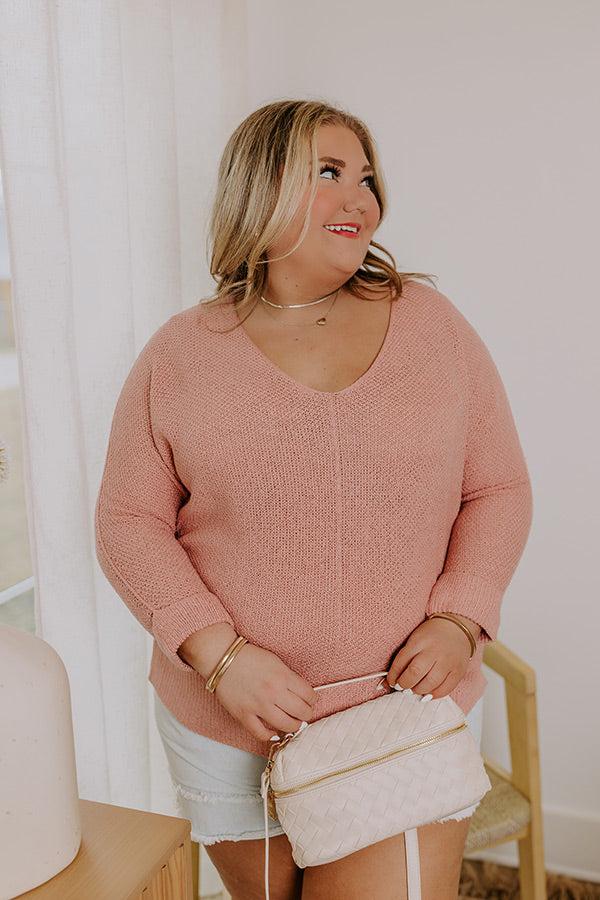 Impressions Morning Dew Knit Sweater Top In Blooming Dahlia Curves