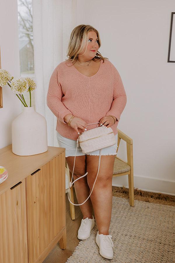 Impressions Morning Dew Knit Sweater Top In Blooming Dahlia Curves