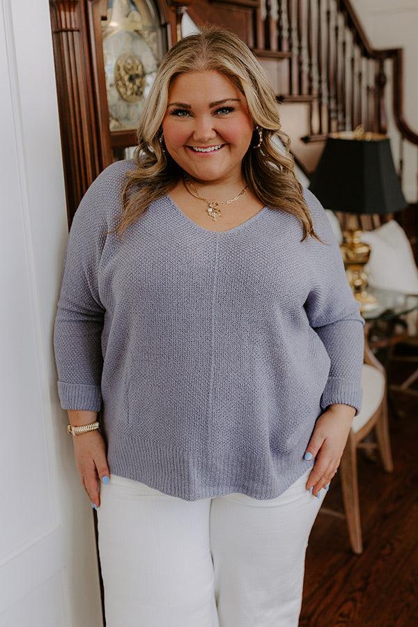 Impressions Morning Dew Knit Sweater Top In Periwinkle Curves