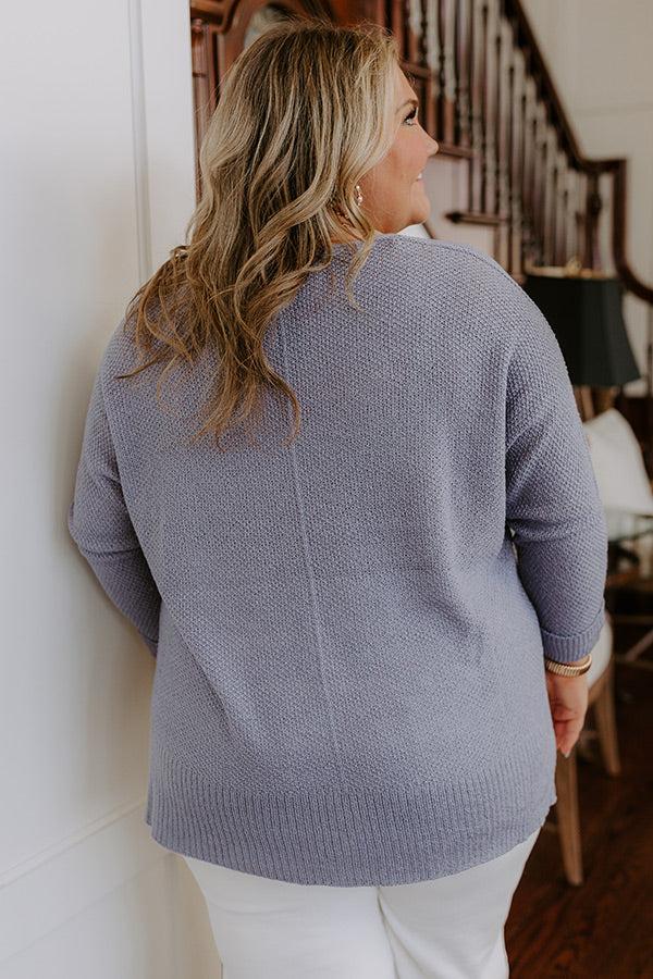 Impressions Morning Dew Knit Sweater Top In Periwinkle Curves