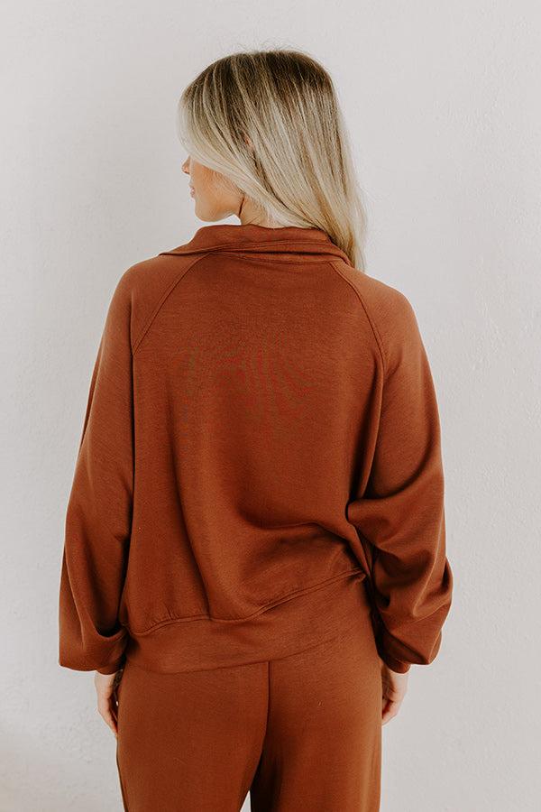 Impressions Morning Dew Scuba Zip-Up Sweater In Chocolate