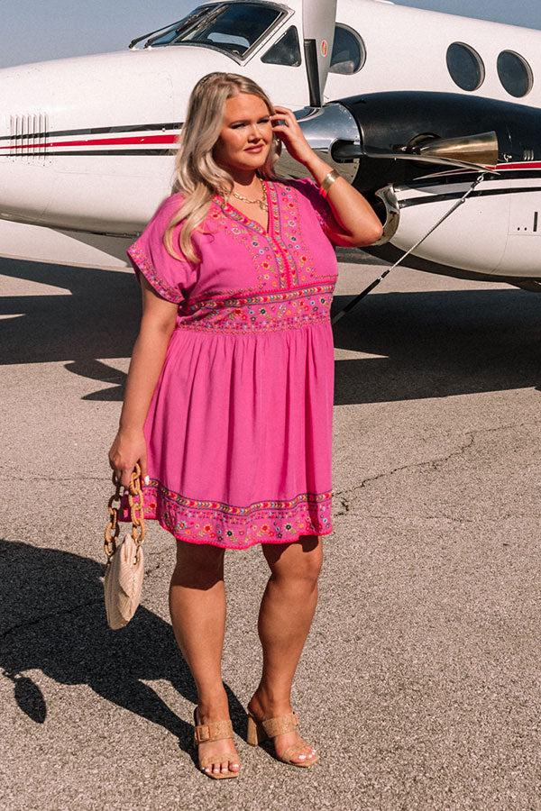 Impressions Mornings In Mexico Embroidered Mini Dress Curves