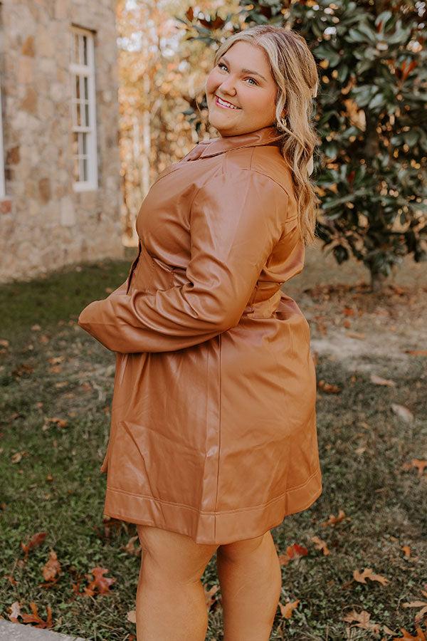 Impressions Mostly Amused Faux Leather Dress In Camel Curves